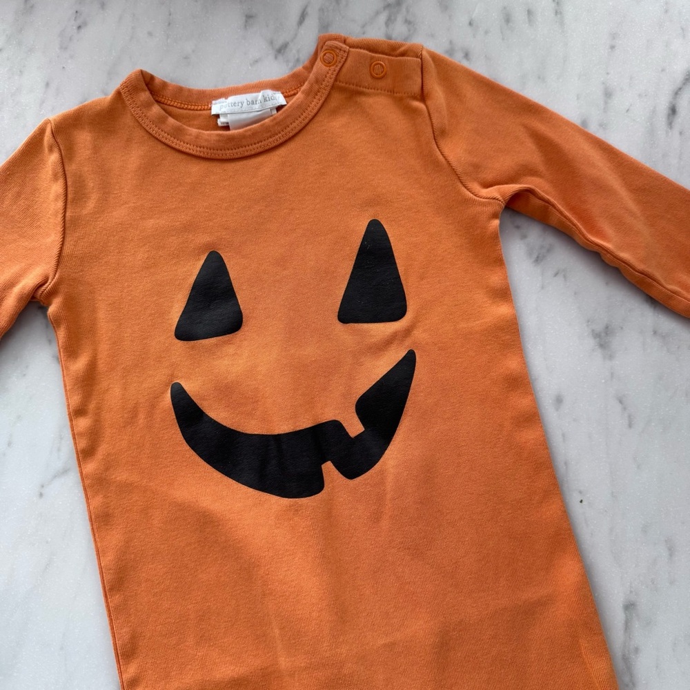 PBK Jack - O - Lantern Pumpkin 18-24 Months Playsuit Footie Romper Pottery Barn - Picture 2 of 4